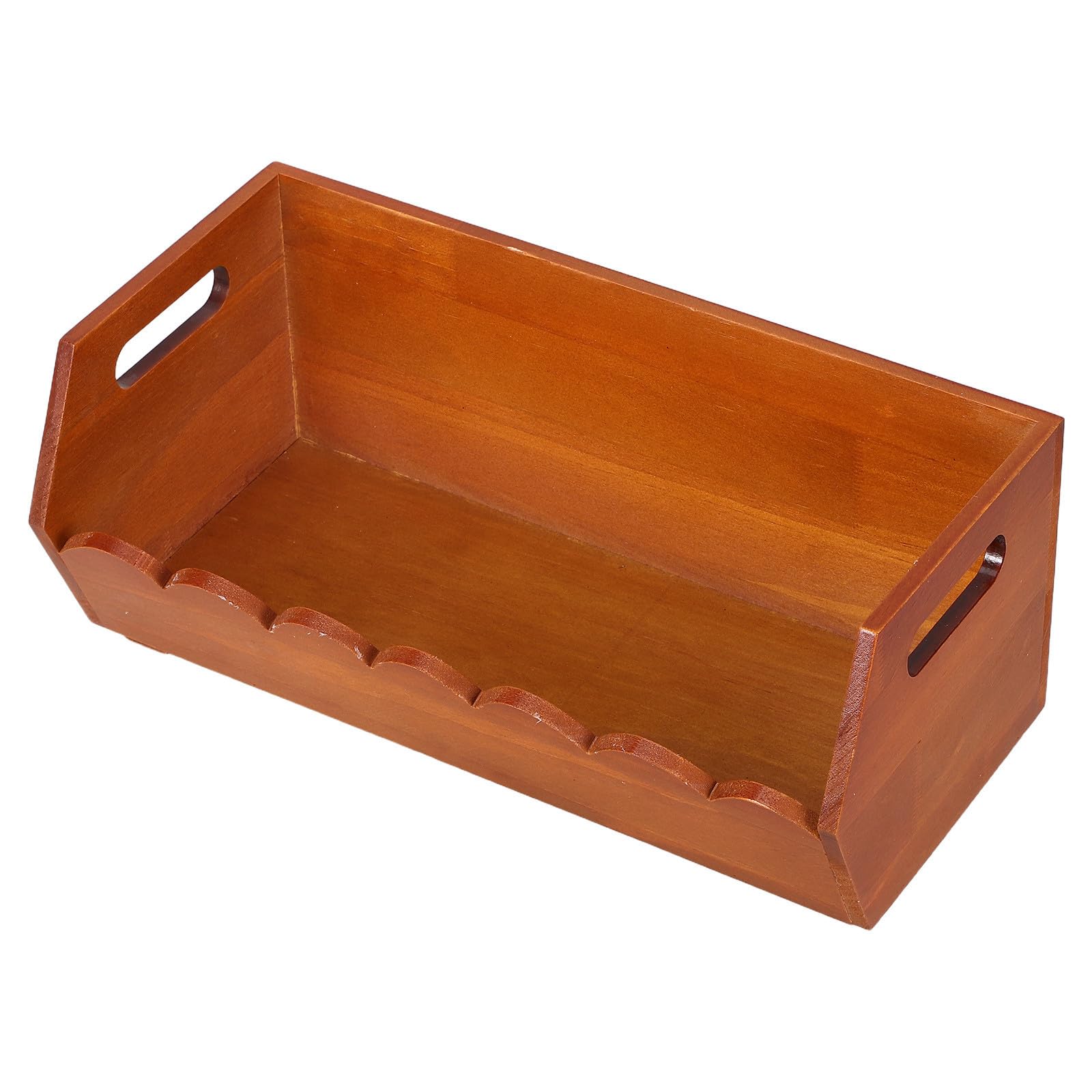Toyvian Cesta de Madera Asas, Borde Ondulado y Base Plana para Baño | Madera Marrón, Acceso Rápido y Colocación Estable, Estilo Nórdico Moderno, para Mesas y Encimeras