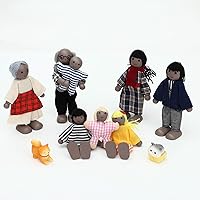Vista 4 de ONEST Juego de 10 piezas de casa de muñecas de madera, mini figuras de personas, muñecas de madera, muñecas de madera, figuras de juego
