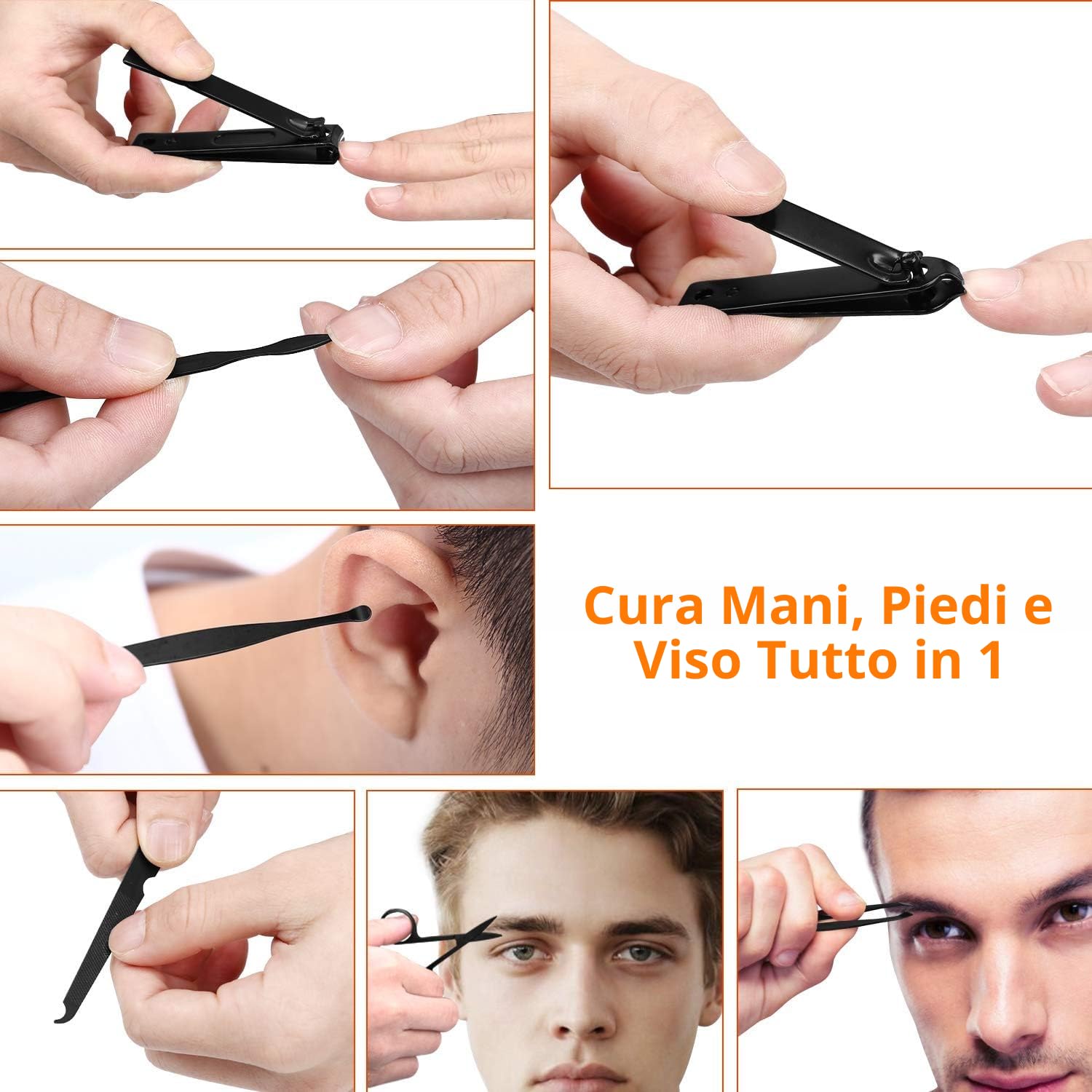 Set manicure da viaggio, kit per manicure, Tagliaunghie Set professionale per la cura delle unghie da uomo,Manicure Nail Grooming Kit Strumenti per Manicure, kit per la cura delle unghie