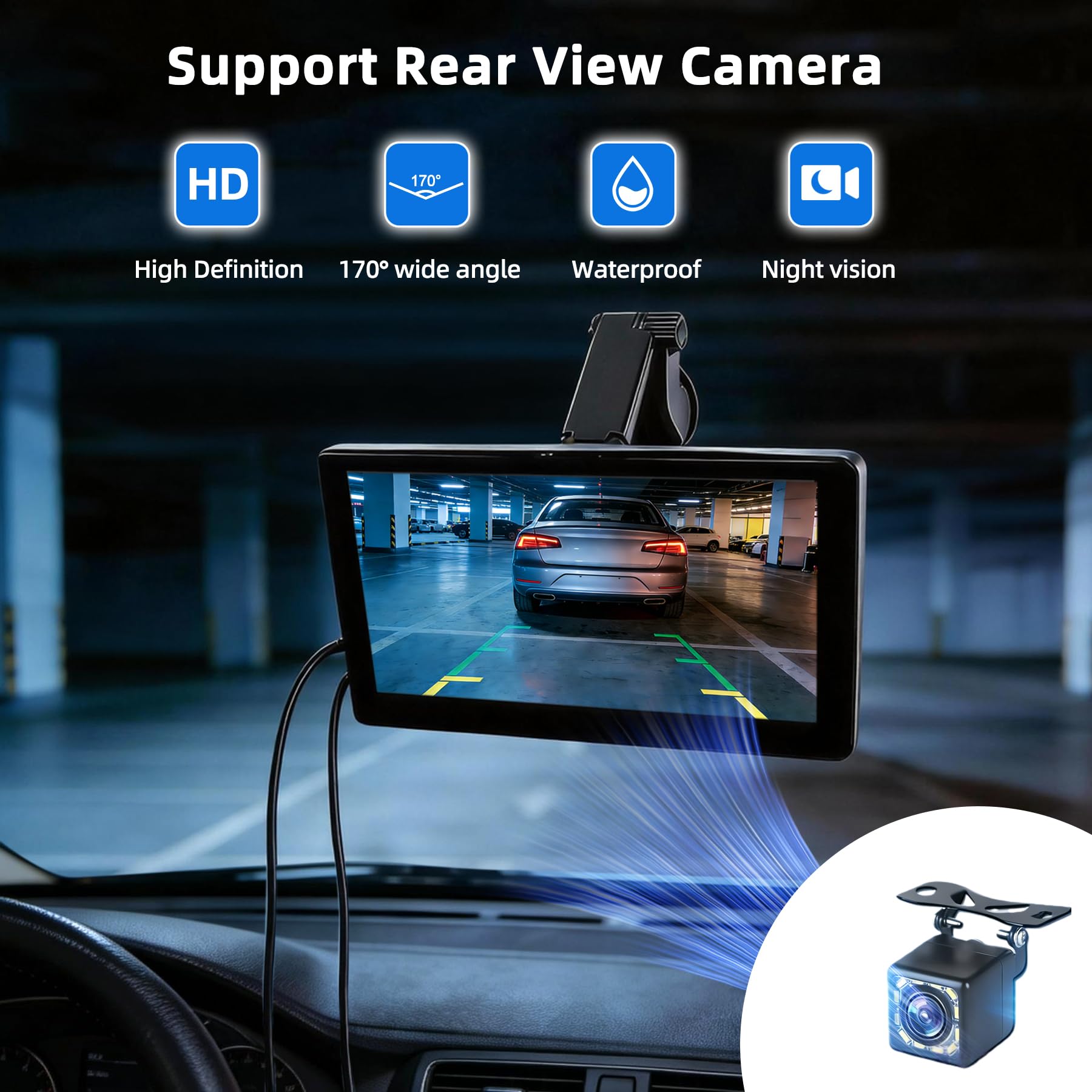 Écran Carplay Voiture 9", Carplay Android Auto sans Fil - Ecran Tactile pour Voiture avec Caméra de Recul | Transmetteur FM, AUX - Autoradio Portable pour la Majorité des Voitures