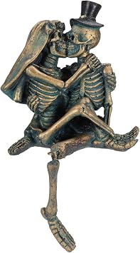 Ebros Gift Day of The Dead Love Never Dies Wedding Bridal Skeleton Lovers Couple Hot Kissing Session Shelf Sitters Ledge Edge Decorative Figurine Halloween Ossuary Macabre Boudoir Accent