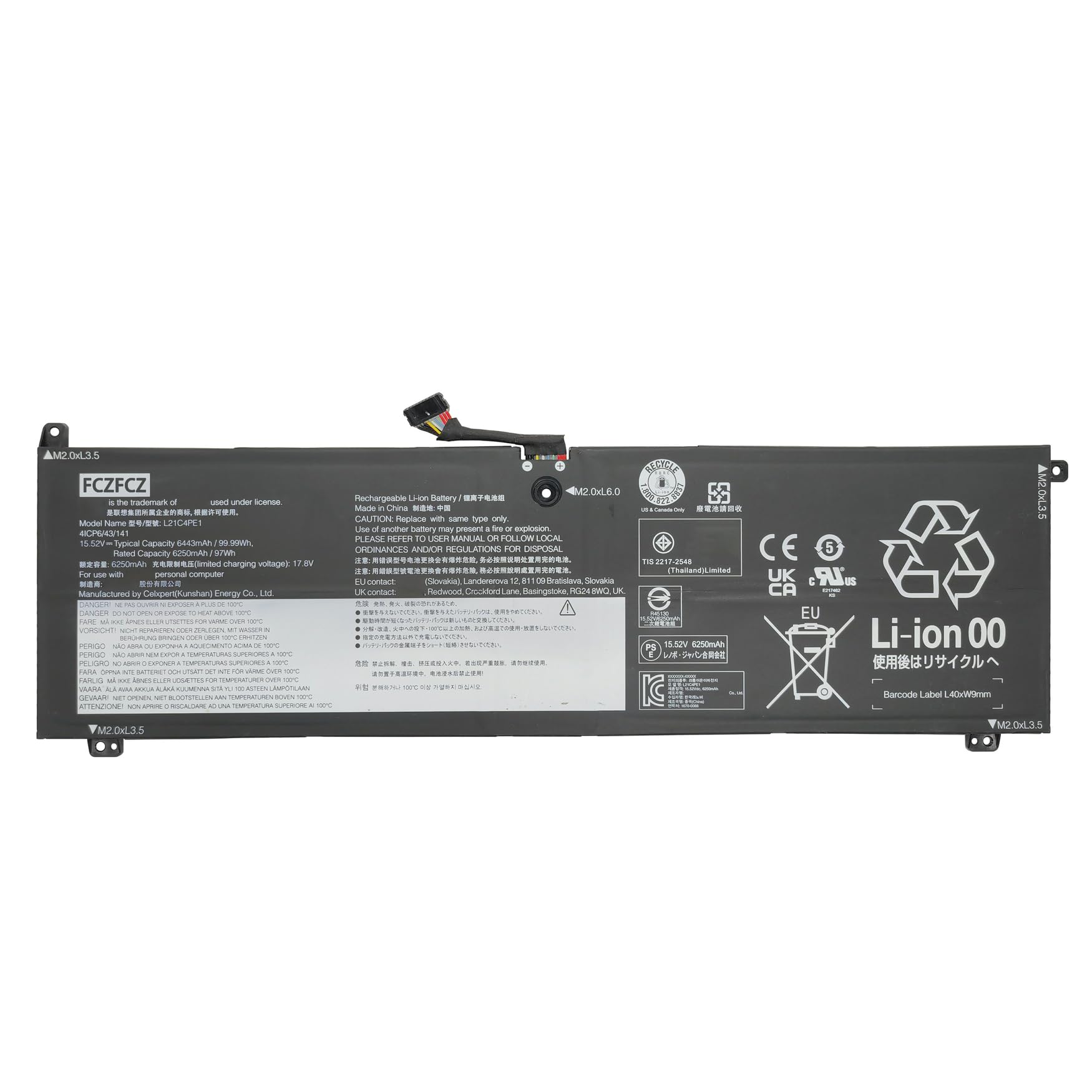 Amazon.com: FCZFCZ L21C4PE1 Battery 99.99Wh Replacement for Lenovo