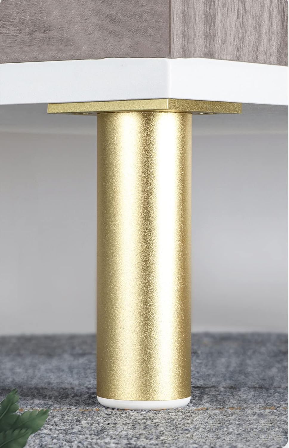 Juego de patas ajustables de metal para muebles de baño, patas de muebles de aluminio con tornillos, acabado dorado (20 cm, 18 cm)