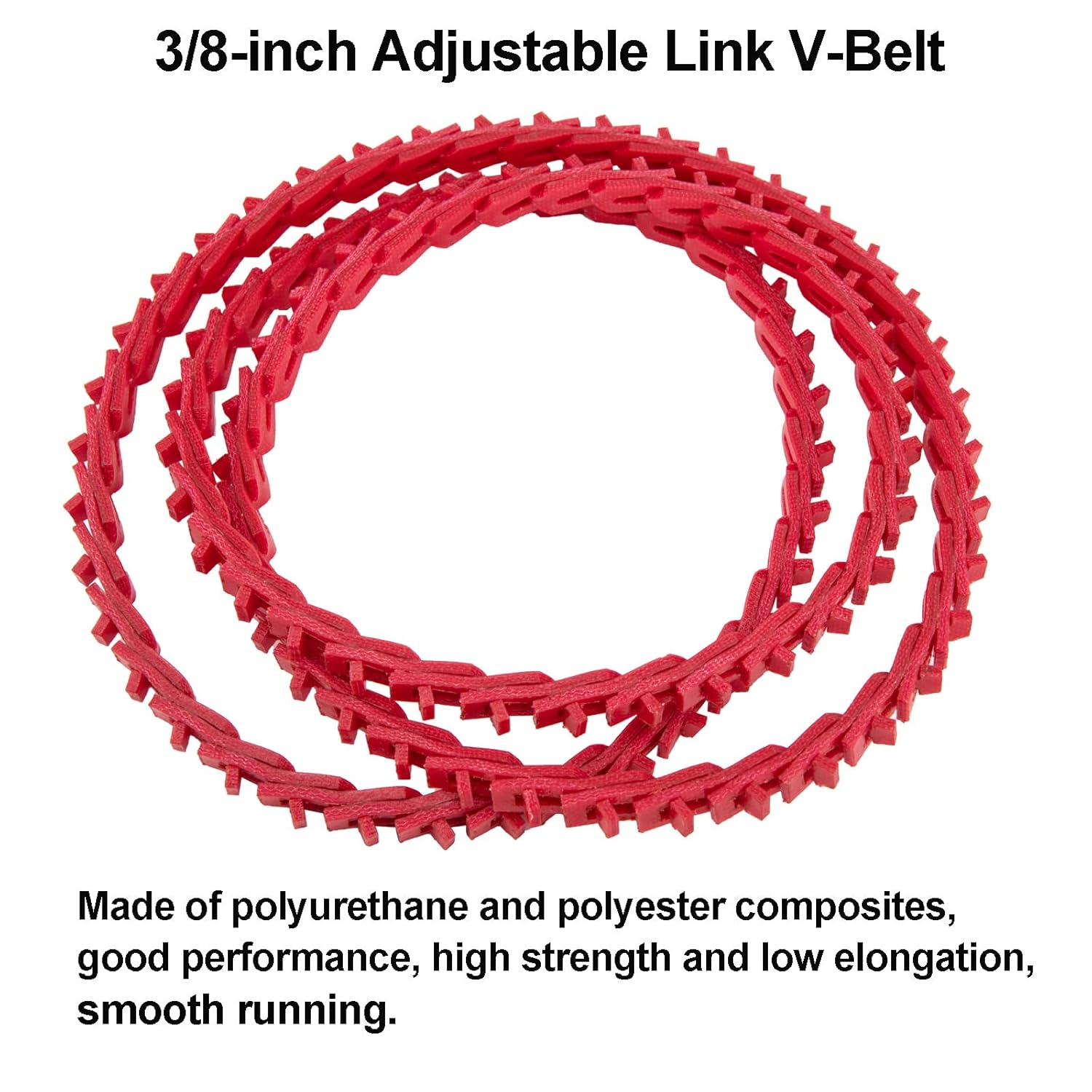 KAKO 3/8" Power Twist V Belt, 5 Feet, Adjustable Link V-Belt Drive Belt for Lathes, Drill Press, Table Saws, Sewing Machine