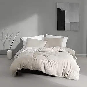 Calvin Klein - King Duvet Cover Set, Reversible Tencel Bedding with Matching Shams, Oeko-Tex Certified (Flax Beige, King)