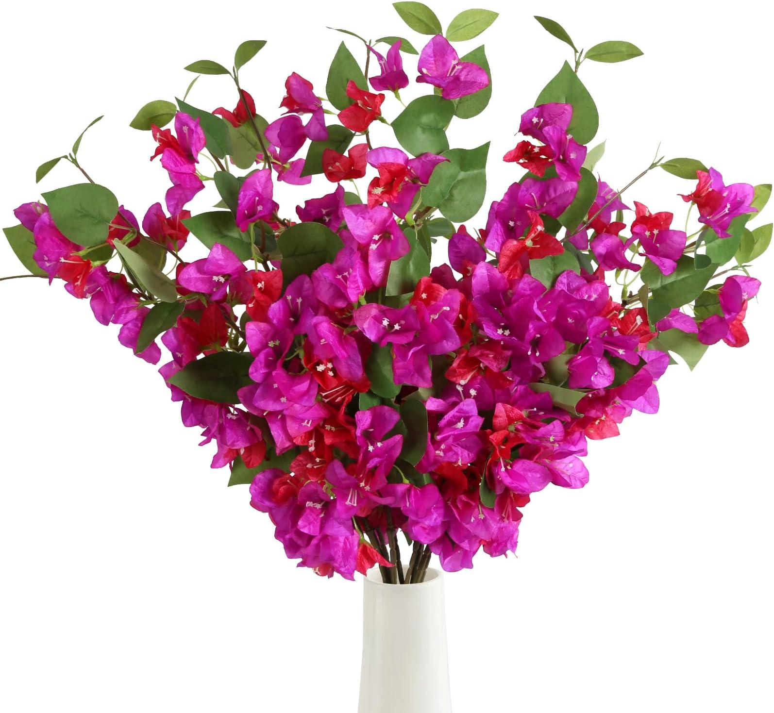 INSUNSIX Silk Bougainvillea Branches Artificial Flowers 8PCS 31.50" Long Stem Faux Bougainvillea Floral Fake Bougainvillea Hanging Flower Vines for Wedding Centerpieces Home Table (Fuchsia Mixed)