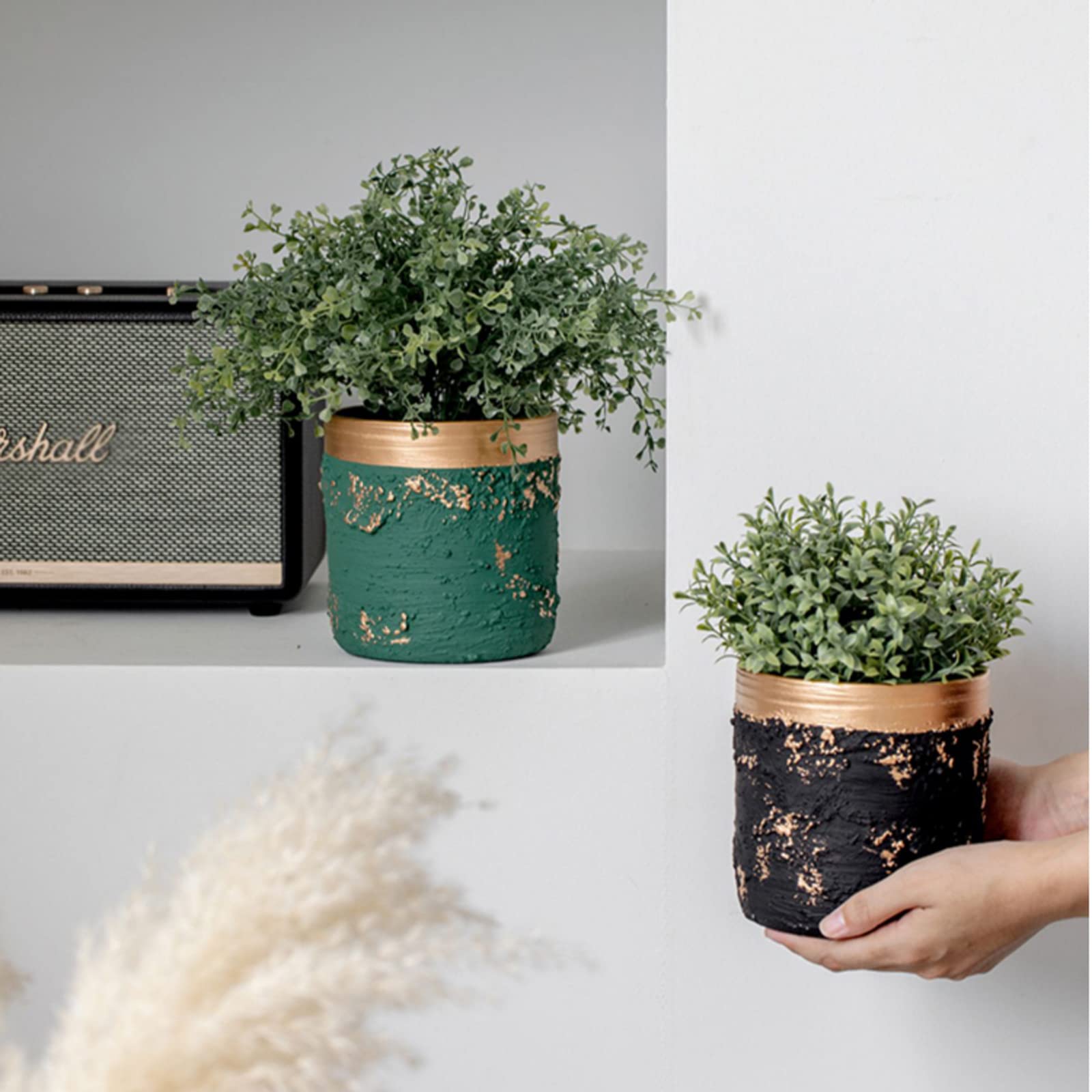 Vasi da Giardino Vasi per Piante in Cemento a Trama screziata, Moderno Vaso da Fiori cilindrico con Foro di drenaggio per Decorazioni per la casa e L'Ufficio, Matrimoni di Compleanno