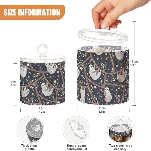 Miniatura 3 de Sloths - Tarros con tapas, tarros de almacenamiento, recipientes de baño, recipientes para lavandería, dispensador de hisopos de algodón para