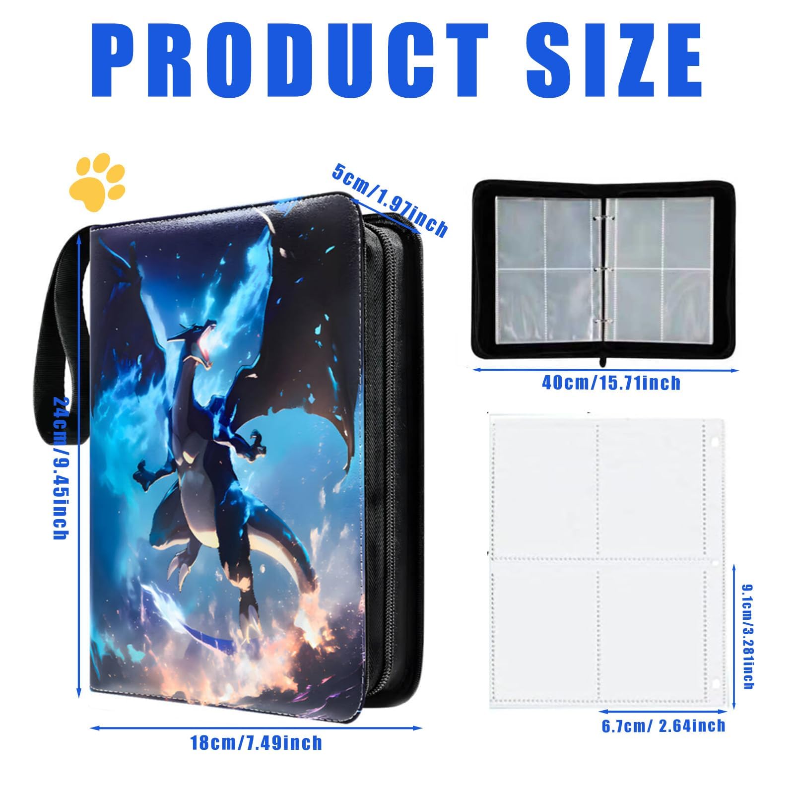 HSHHOOM 4 Pocket Card Binder, Card Collection Book with 50 Pages 400 Pockets, Portable Waterproof PU Card Binder Folder - Image 2