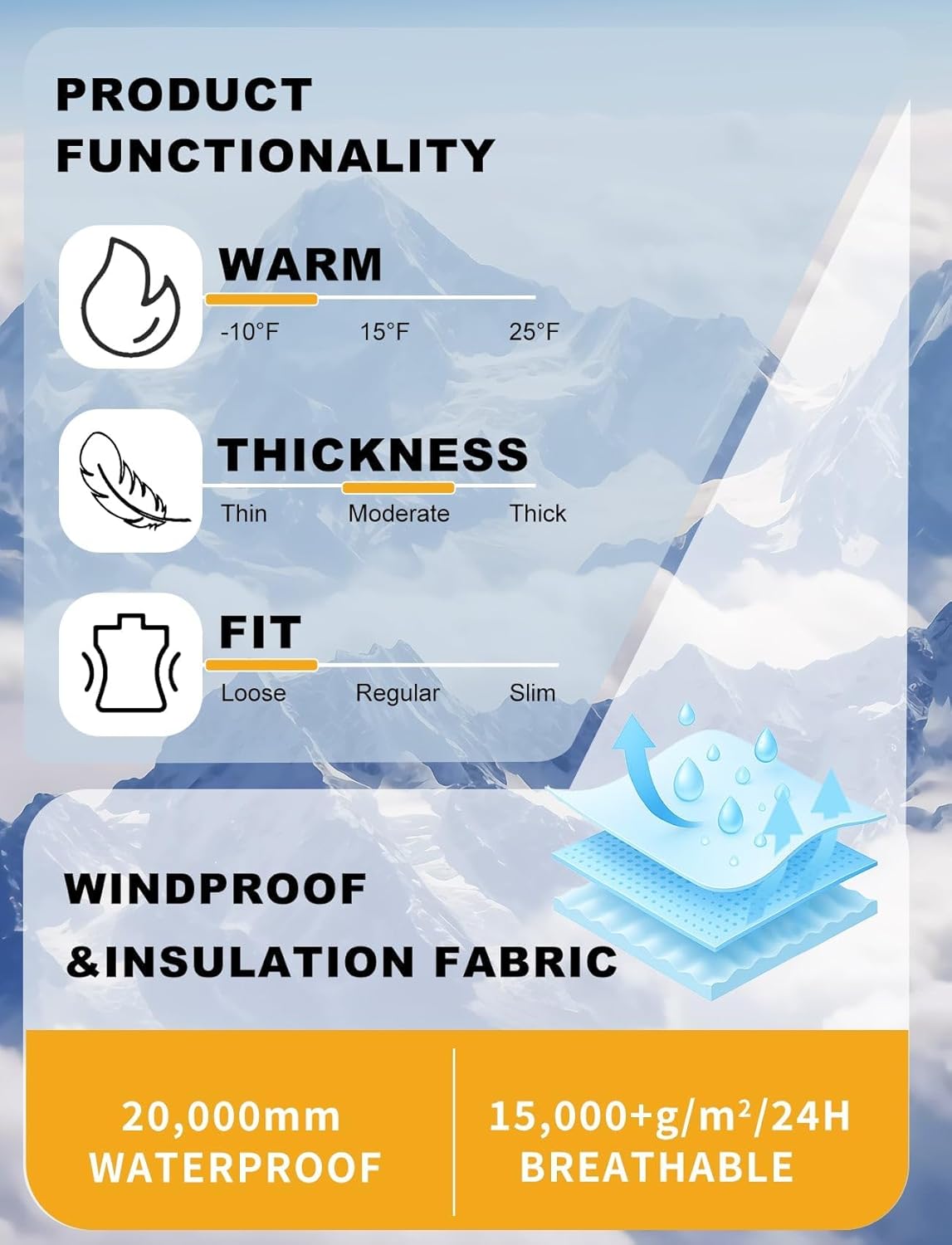 GSOU SNOW Ski Suit Men Baggy Ski Jacket and Pants Set Snow Suit Washed Effect Waterproof Insulated Windproof for Snow Sport - Image 6