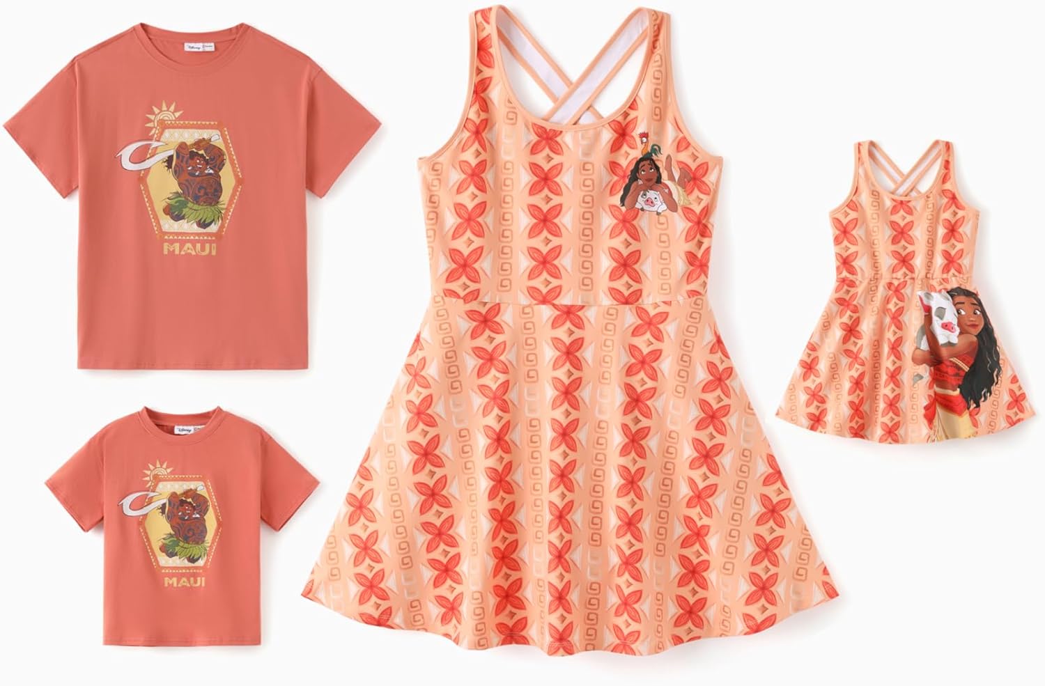 Disney Mickey and Friends Family Matching Outfits Sleeveless Dress and Short Sleeve Shirts for Mommy and Me