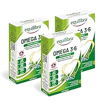 Equilibra Integratori Alimentari, Omega 3-6, Integratore con EPA e DHA, per la Normale Funzione Cardiaca e Cerebrale, per la Capacità Visiva Normale, 3 Pezzi da 32 Capsule