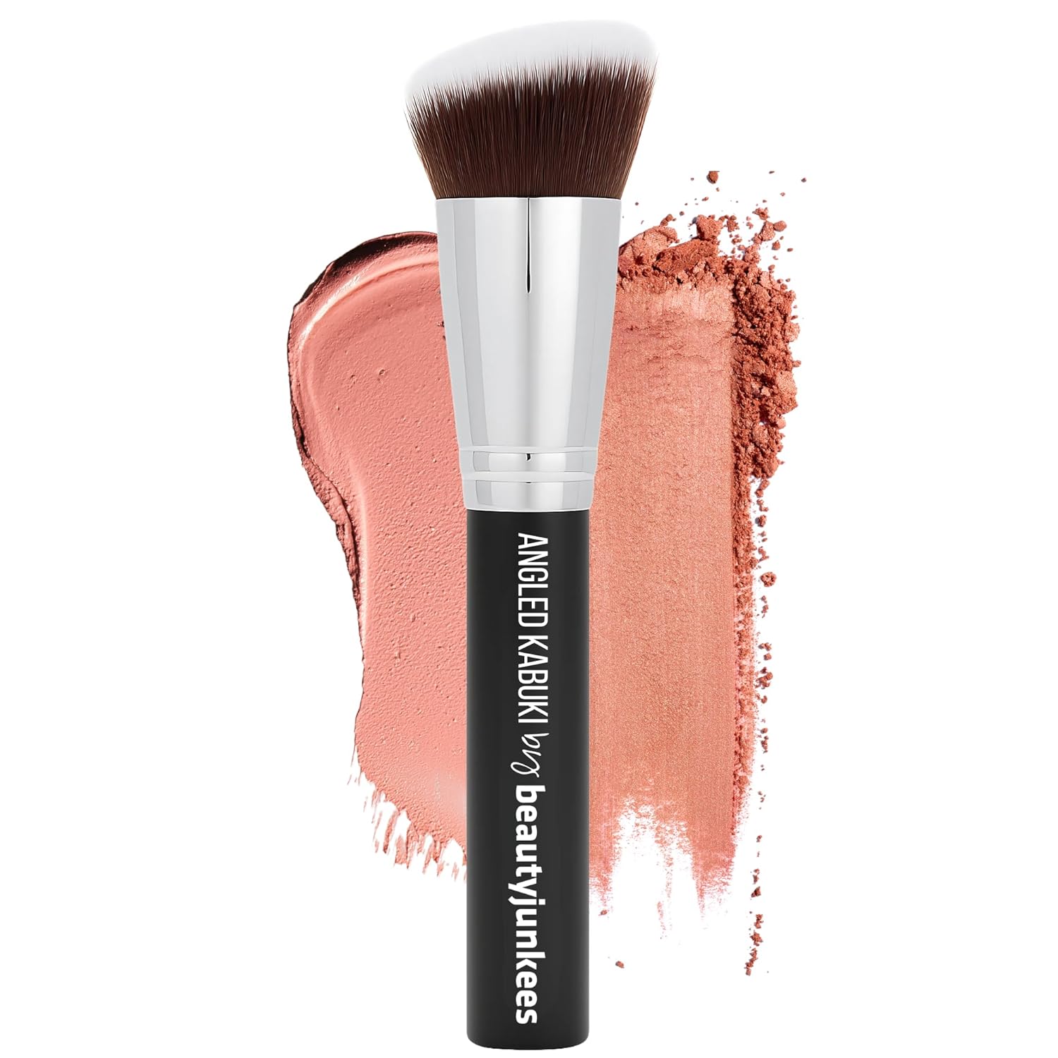 Beauty Junkees Blush Brush Angled for Cheeks – Cream Blush Brush & Bronzer Brush for Liquid, Cream, Powder – Synthetic Bristles, No Shedding