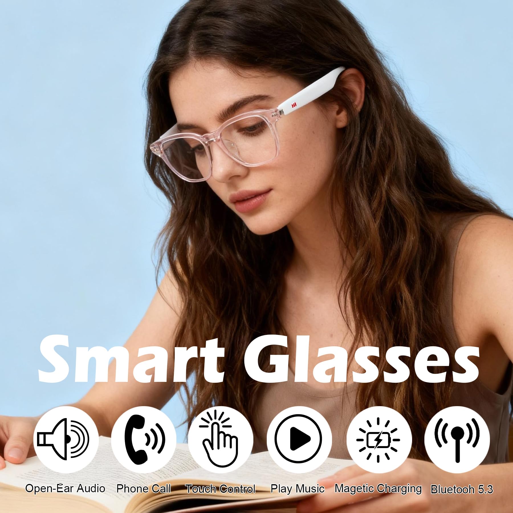 AI Smart Glasses, occhiali da traduzione Bluetooth anti luce blu, con 164 chiamate in vivavoce e audio, multifunzionali, occhiali da sole intelligenti per uomini e donne, viaggi, commercio, affari