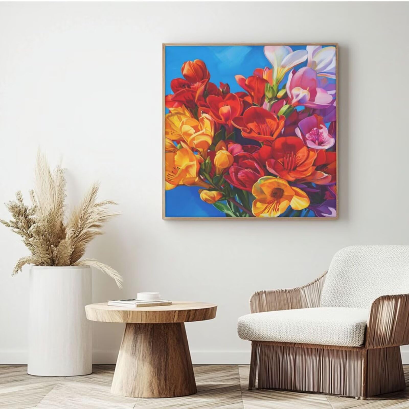 Malen nach Zahlen Set für Erwachsene, Tulpe, Blumen Malen nach Zahlen für Anfänger, Acryl-Peinture a Numero mit 6 Pinseln, DIY-Ölgemälde, Kunsthandwerk für Wanddekoration – (65 x 65 cm, rahmenlos)