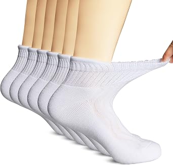 +MD Bamboo Viscose Ankle Diabetic Socks for Men & Women, 6 Pairs, Soft Cushioned, Non-Binding Loose Top, Extra Wide