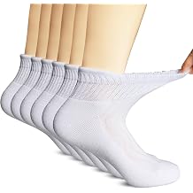 +MD Bamboo Viscose Ankle Diabetic Socks for Men & Women, 6 Pairs, Soft Cushioned, Non-Binding Loose Top, Extra Wide