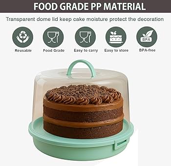 MT Products Plastic Cake Container With Clear Dome Cover 8" Round - Pack Of 5