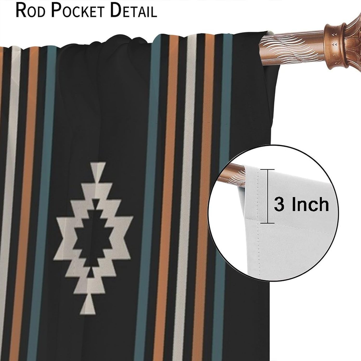 Western Aztec Curtains Native American Retro Tribal Navajo Art Printed Blackout Window Drapes for Bedroom Living Room Kitchen Decor Fabric Set 2 Panel 42x45 Inch 80% Shading Rate