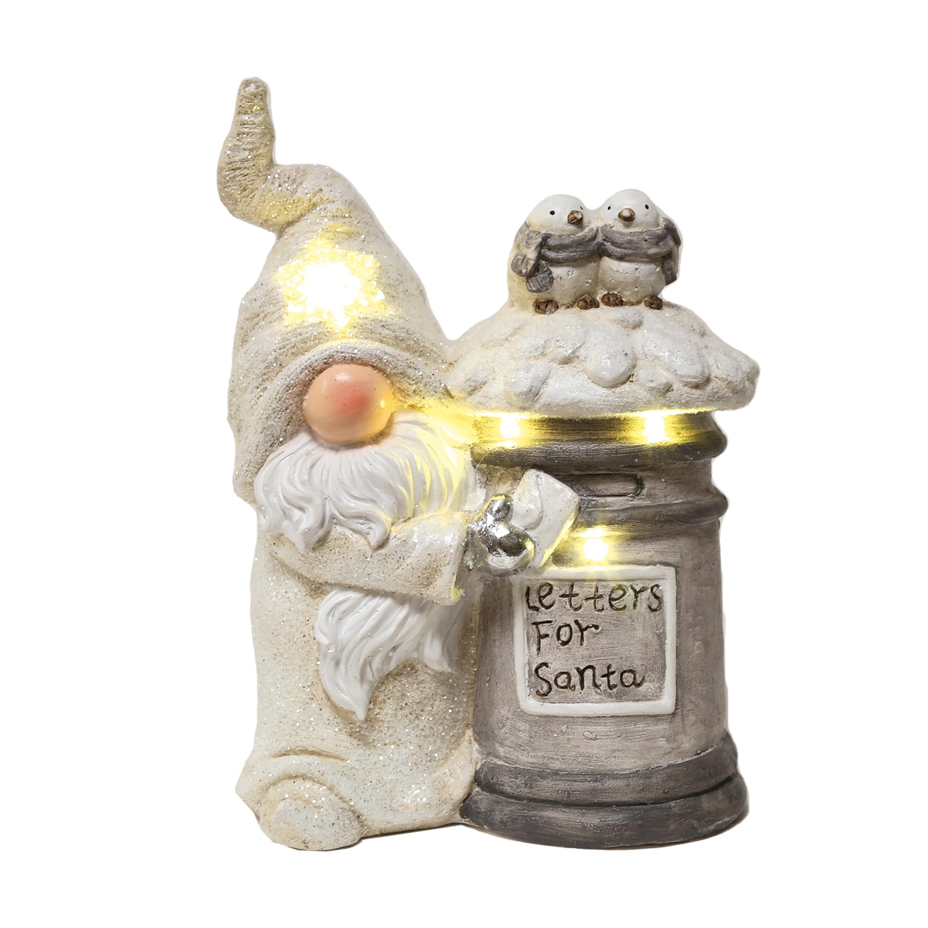 The Straits Trading CompanyLight Up Gonk With Santa Post Box Statue Resin 38cm Decoration Ornament Festive Xmas Décor Battery Operated