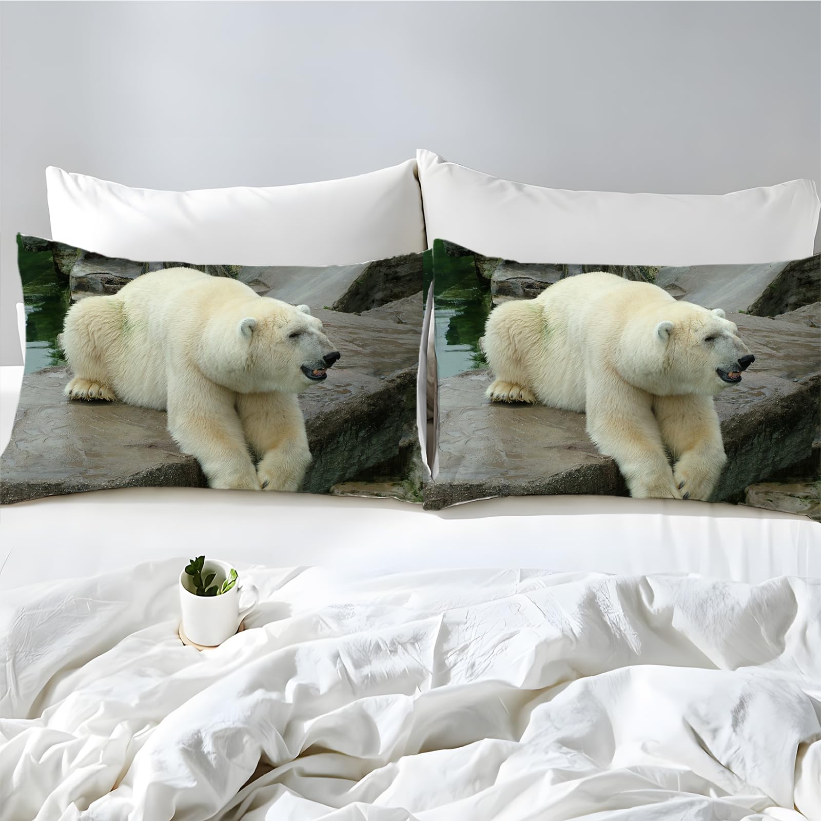 美品】ベビー布団セット 白×くま柄