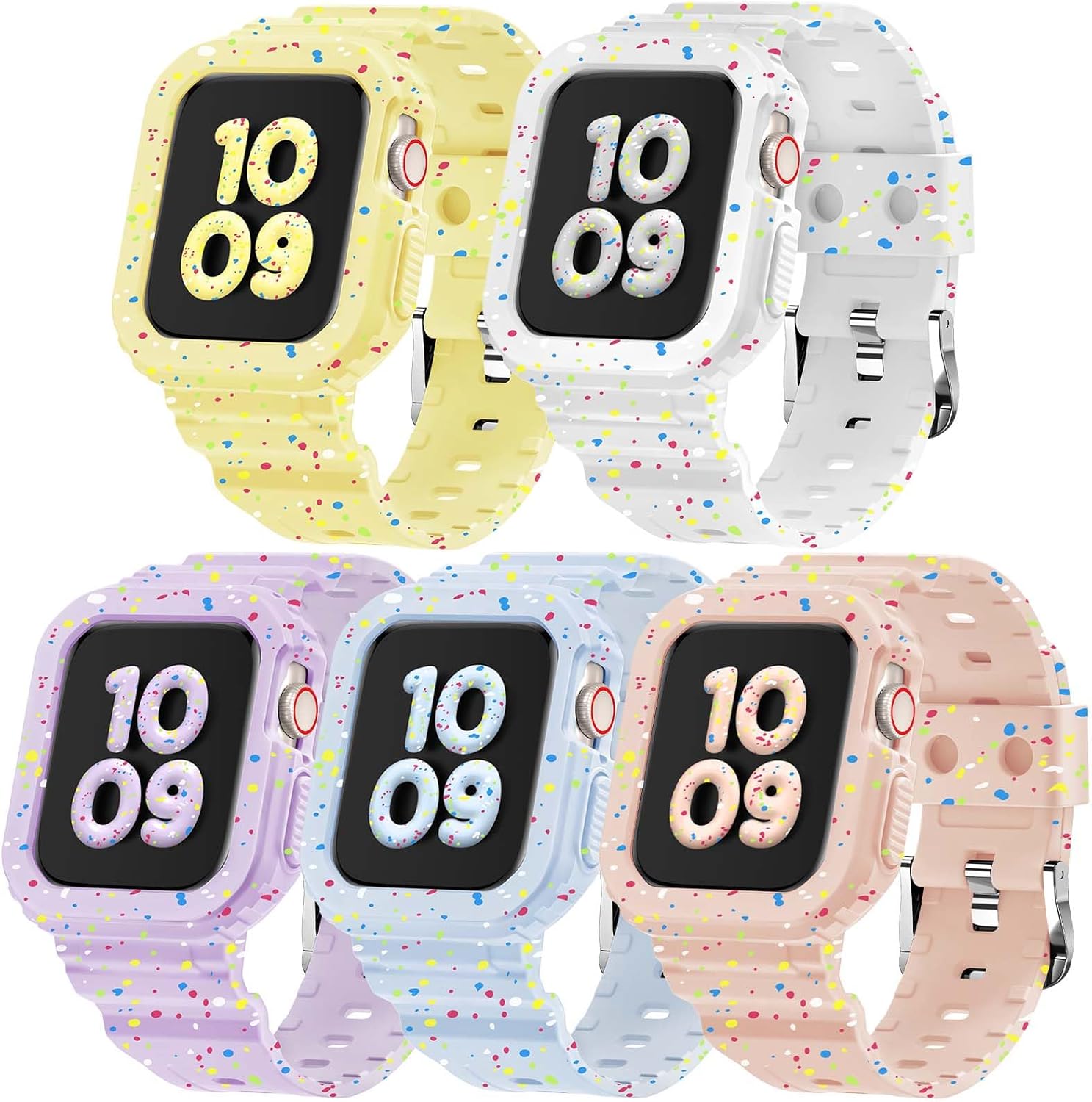 DABAOZA 5 Packs Compatible for Clear Apple Watch Band 46mm 45mm 44mm 42mm 41mm 40mm 38mm 49mm, Jelly Crystal Women Men TPU Strap for iWatch Series 11 10 9 8 7 6 SE 5 4 3 2 1 Ultra 3 2
