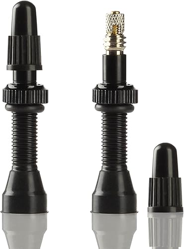 Miniatura 7 de Kit de vástago de válvula Presta sin cámara para bicicletas. Vástagos de válvula Presta, núcleos y herramienta de extracción. NEGRO 34MM,NEGRO