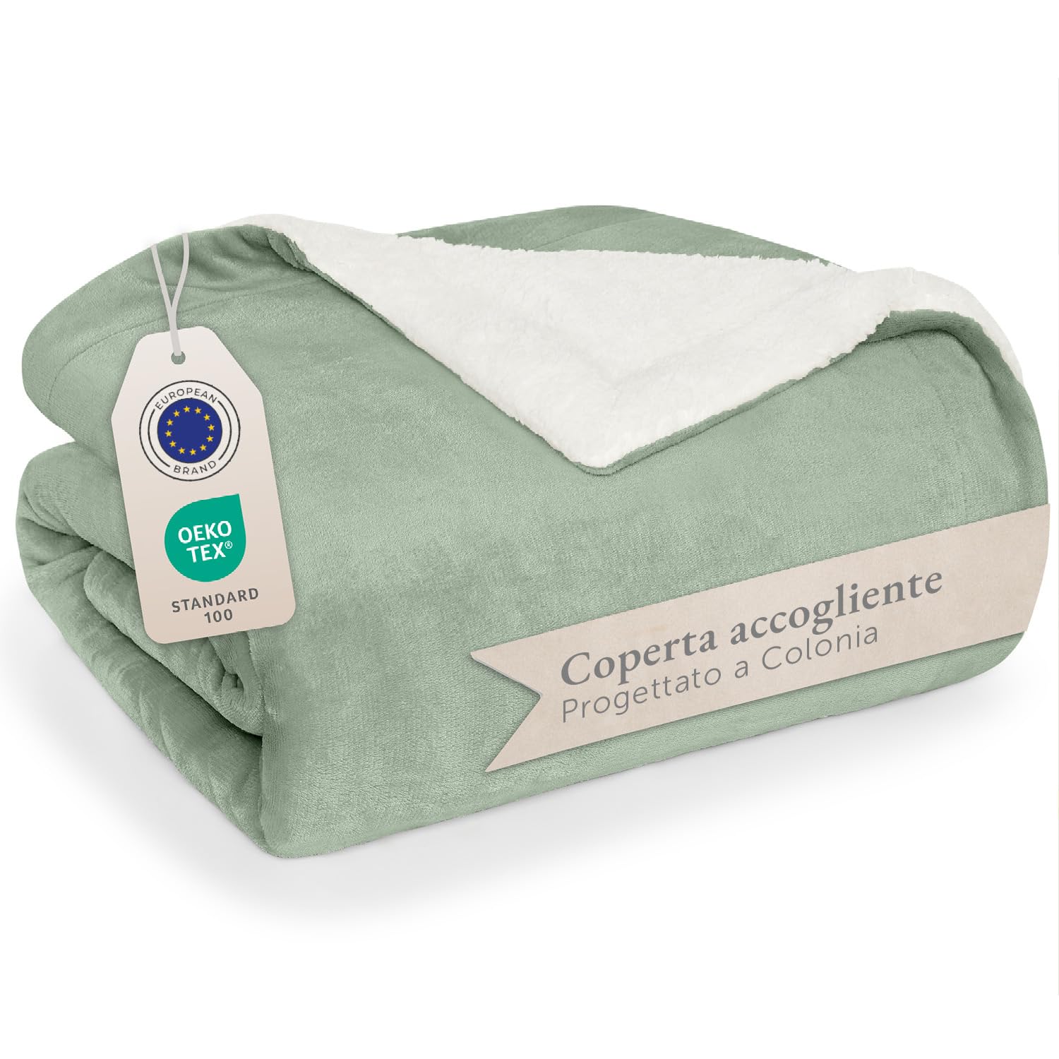 Blumtal coperto Matrimoniale Sherpa - Plaid Divano Super Morbida - Coperta Plaid di Alta Qualità Certificata OKEO-Tex - 230 x 270 cm - Summer Green