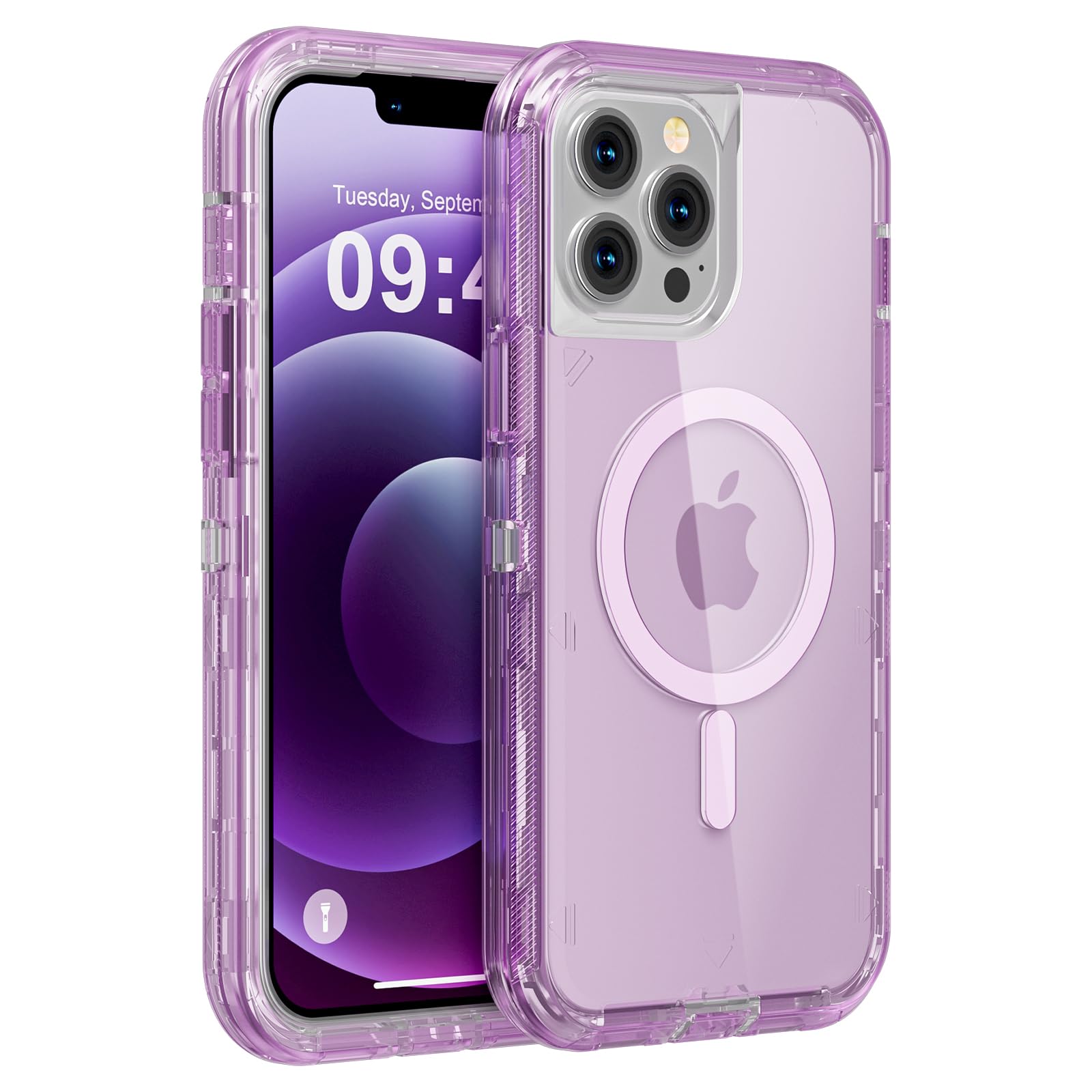 Follaroma for iPhone 12 Pro Max Case, Compatible with MagSafe, Heavy Duty Shockproof Protection Phone Cases, Anti-Drop, Dual Layer Transparent