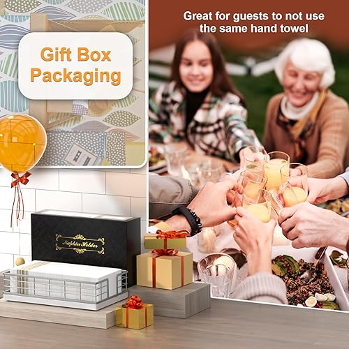 Vista 79 de Wican Bandeja para toallas de invitados para baño, soporte de servilletas de roble y hierro para tocador, mesa de comedor, cesta de madera