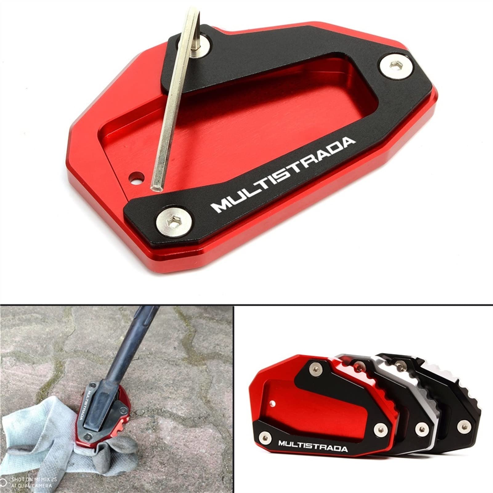 Chunx Kickstand Foot Side Stand Extension Pad Support Plate Fit For Ducati Multistrada 950 1100 1200 1200 S 1200 Gt 1260 Accessories Chunx Color Red