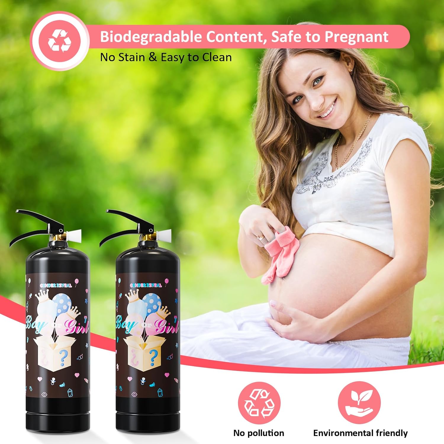 Giant Gender Reveal Fire Extinguisher-2 Packs | Smork Powder Blaster for Gender Reveal Party Ideas | Pink Fire Extinguisher Gender Reveal Suitable Girl Baby | Blasts 20+ Feet