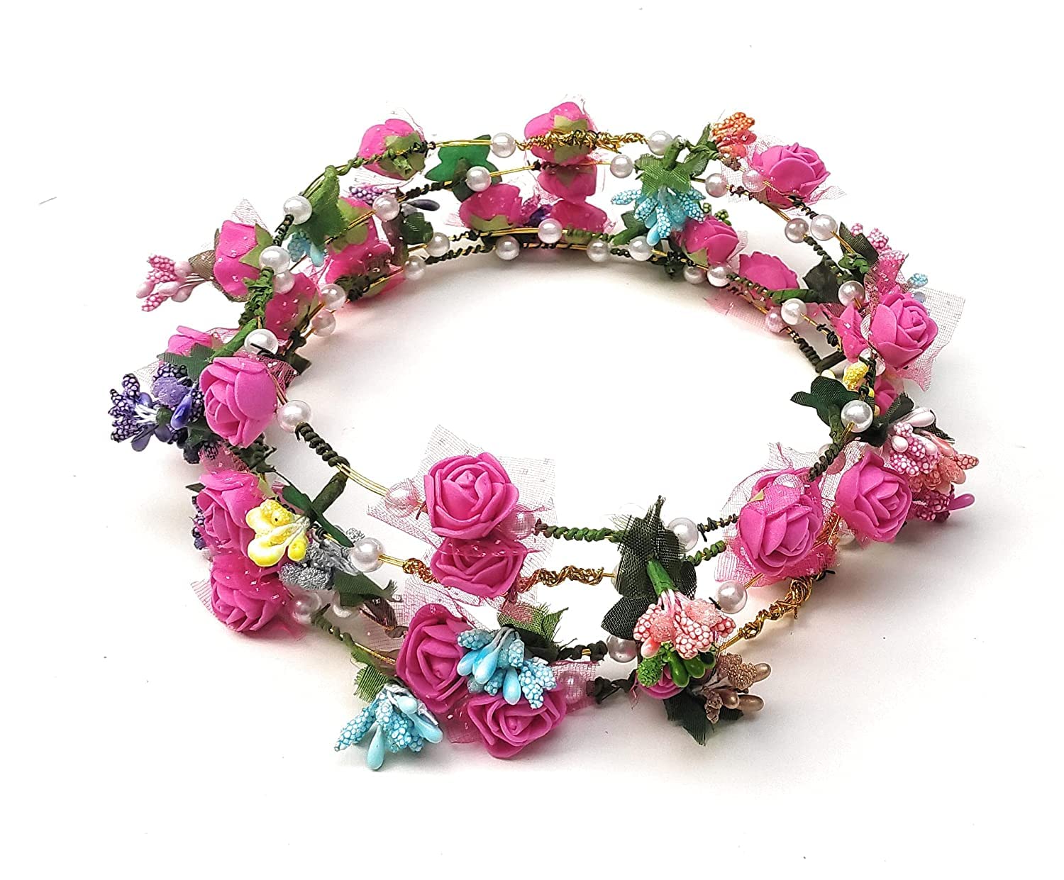 VASH JAGMOOLYA Products Boho Alloy Metal Wire Flower Crown Floral Leaf Wreath Headbands Roses Tiara Hairbands for Kids, Women and Girl (Pack of 2) - Pink (B09TCW128V) Amazon Price History, Amazon Price Tracker
