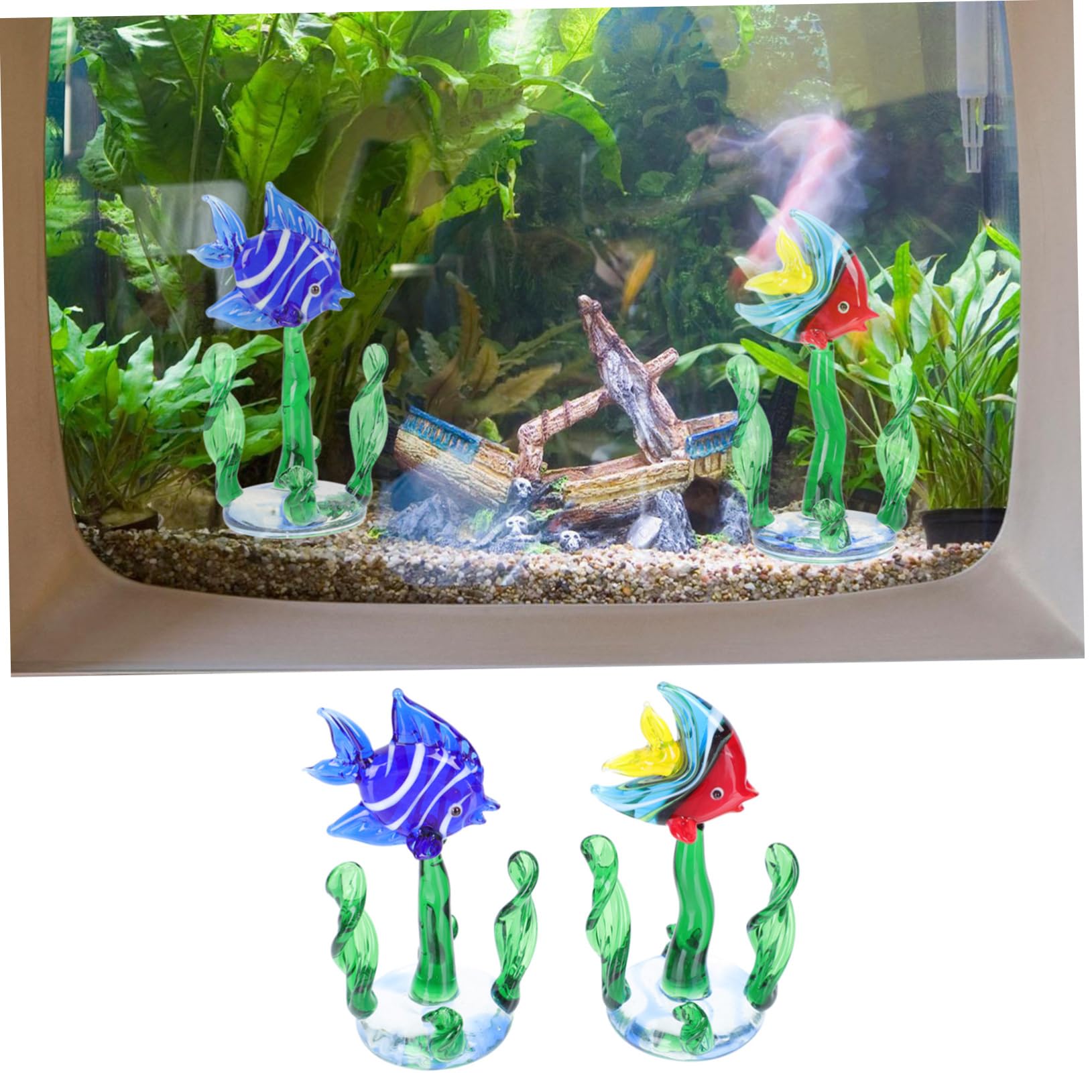 OUNONA 3 Ensembles Ornements De Plantes Aquatiques pour Aquarium Décorations pour Océan Aménagement Paysager D'Aquarium Plantes pour Plusieurs Étangs 2 pièces * 3