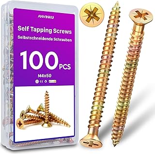 ANVINKU Wood Screws 100 Pcs, M4 x 50mm Screws...,