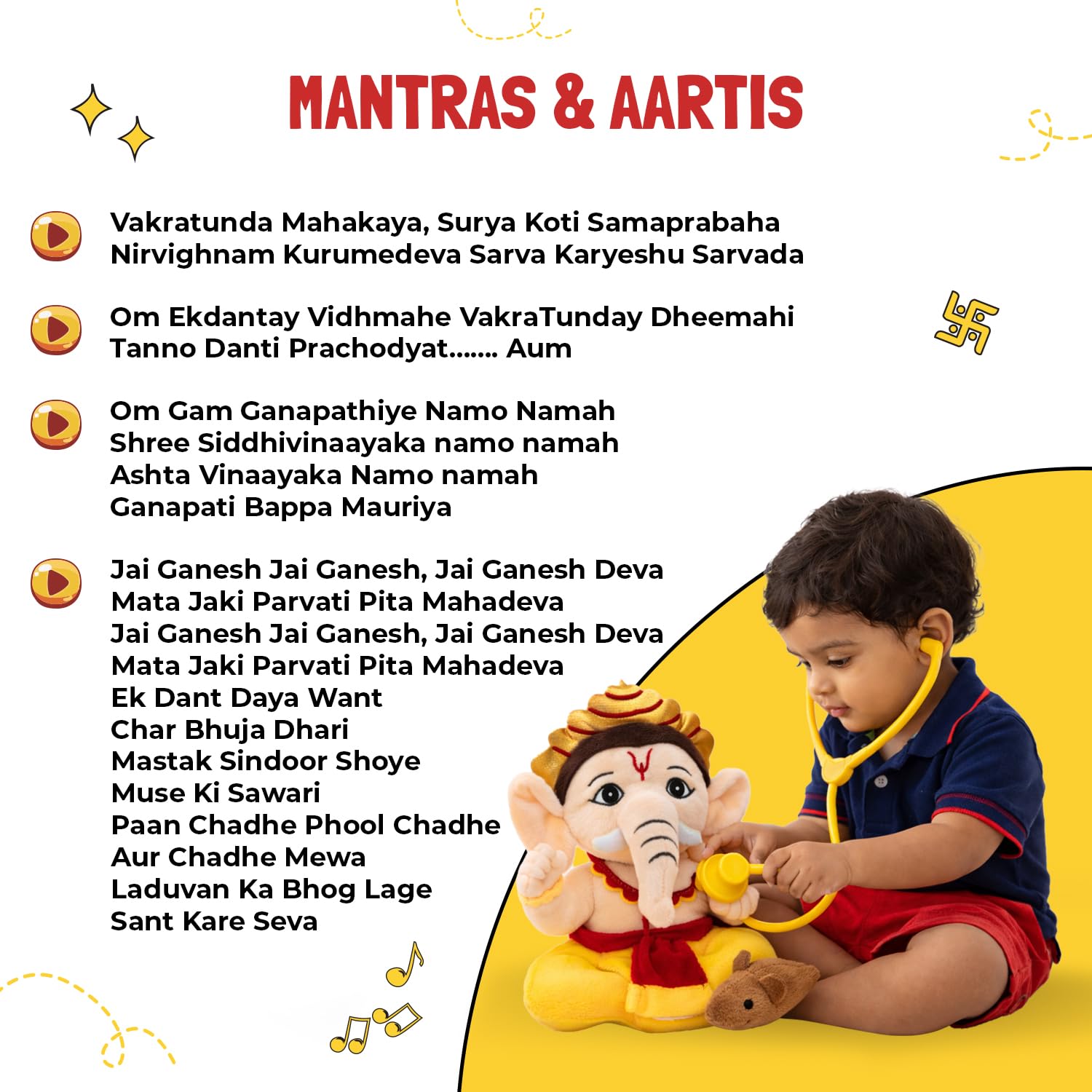 Panda's Box Mantra Chanting Baby Ganesha Soft Toys for Kids| Musical Stuffed Plush Toy for Girls & Boys| Non-Toxic, Safe | Best Birthday Gift for Newborn, Infants & Toddlers | Teddy Bear (Small) 4