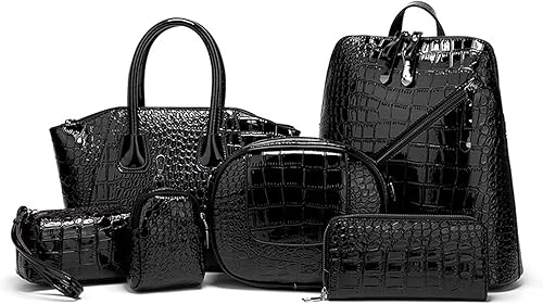 Sweetovo Bolsos y monederos de cuero para mujer, bolsa de mano, mochila, bolsas de hombro, carteras, juego de 6 piezas