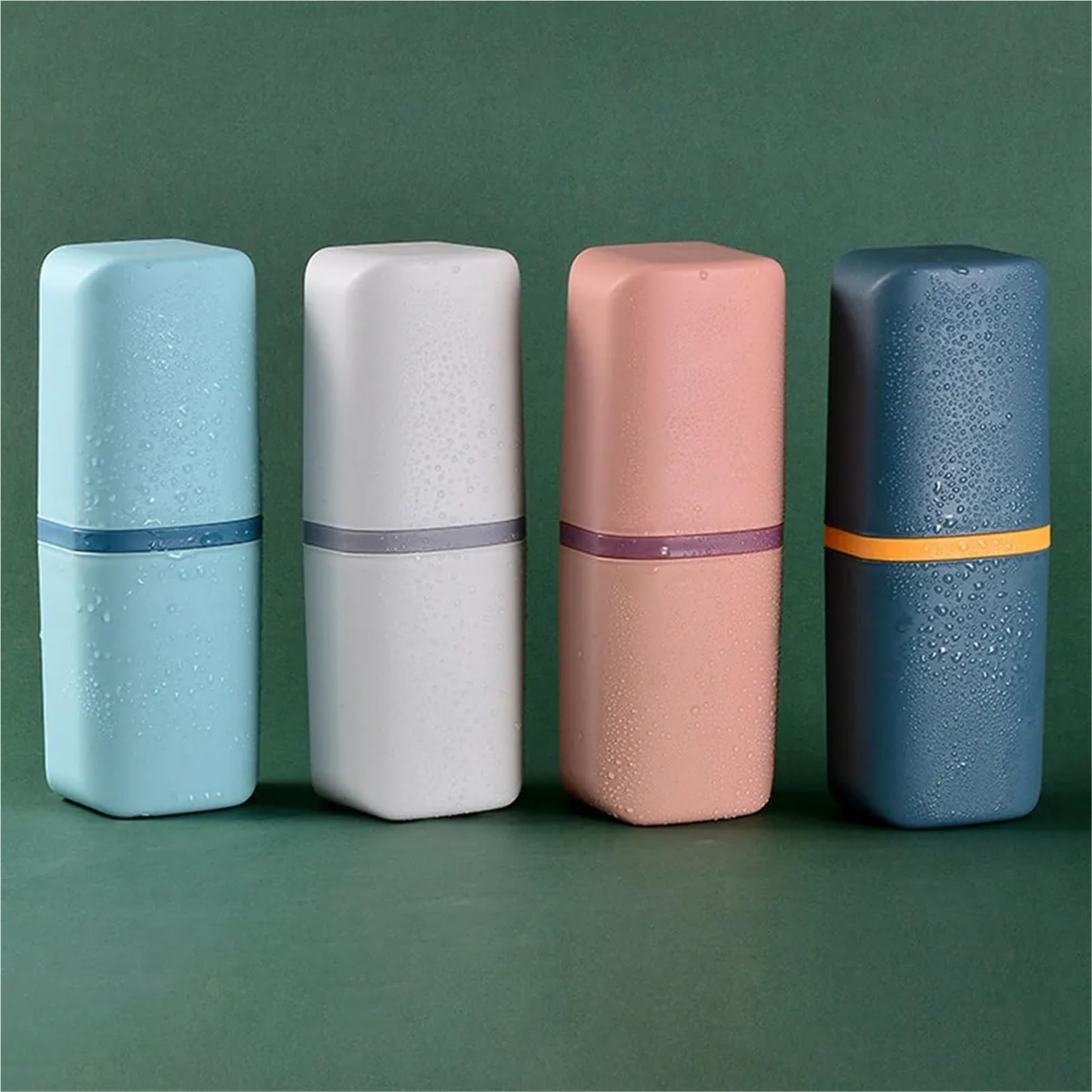 Estuche para Cepillos Portavasos portátil for cepillos de Dientes, dispensador Pasta con Tapa a Prueba Fugas, Viaje, 4 Uds