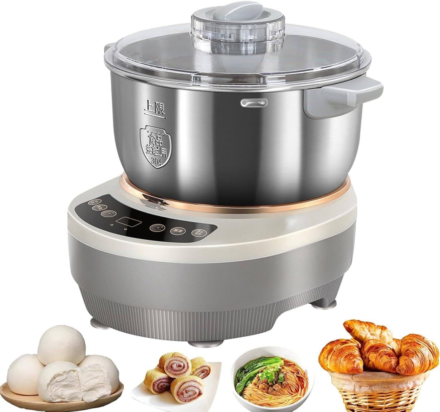 Impastatrice, Impastatrice con Funzione di Fermentazione, capacità di Impasto 5L/7L in Acciaio Inox, Impastatrice per Farina con Timer, con Misurini E Cucchiai,5L