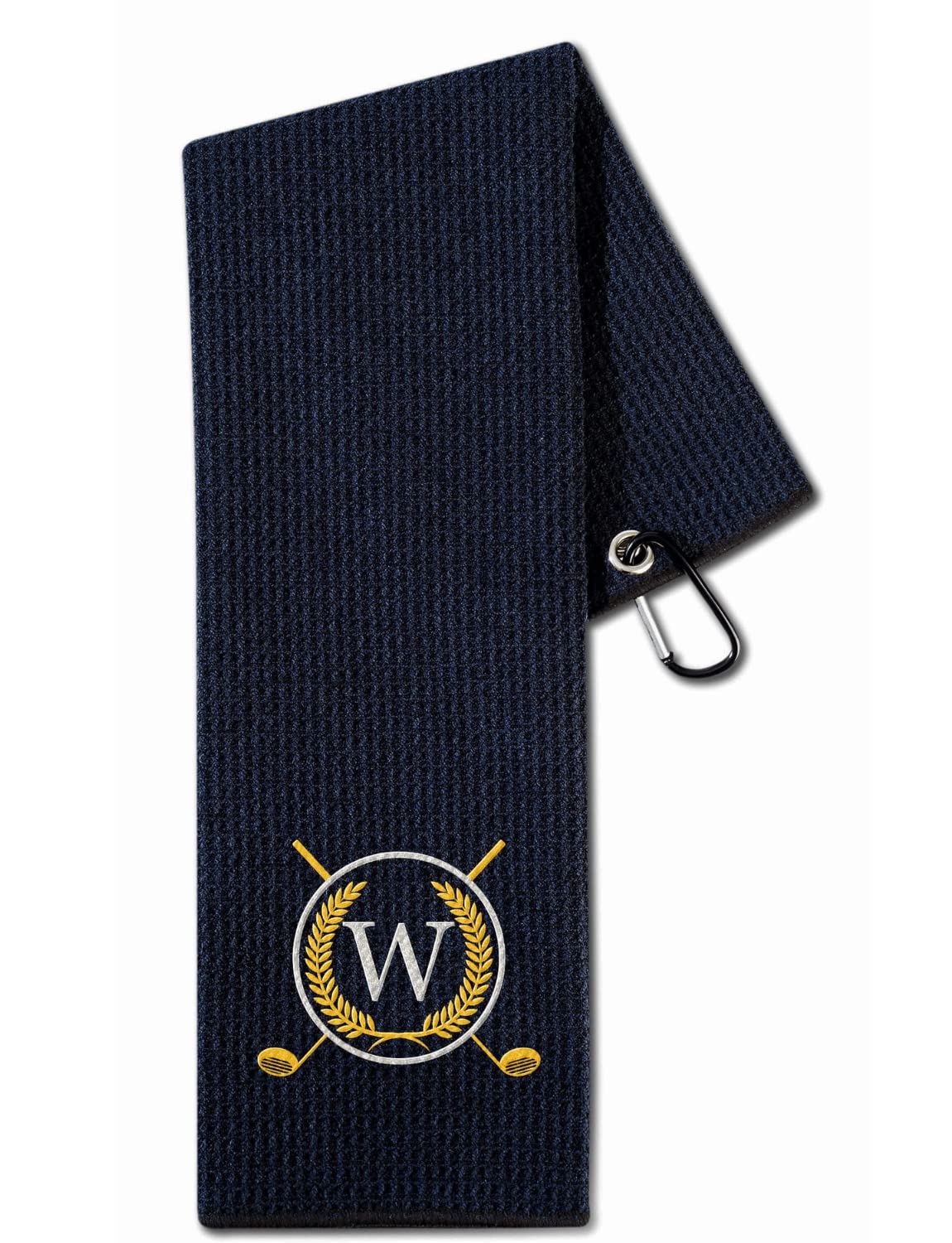 CybGene Golf Towel with Monogrammed Embroidery, Initial Golf Gifts, Personalized Golf Accessory for Men, Women on Birthday, Retirement, Microfiber Golf Towel, Black-W โ image 1