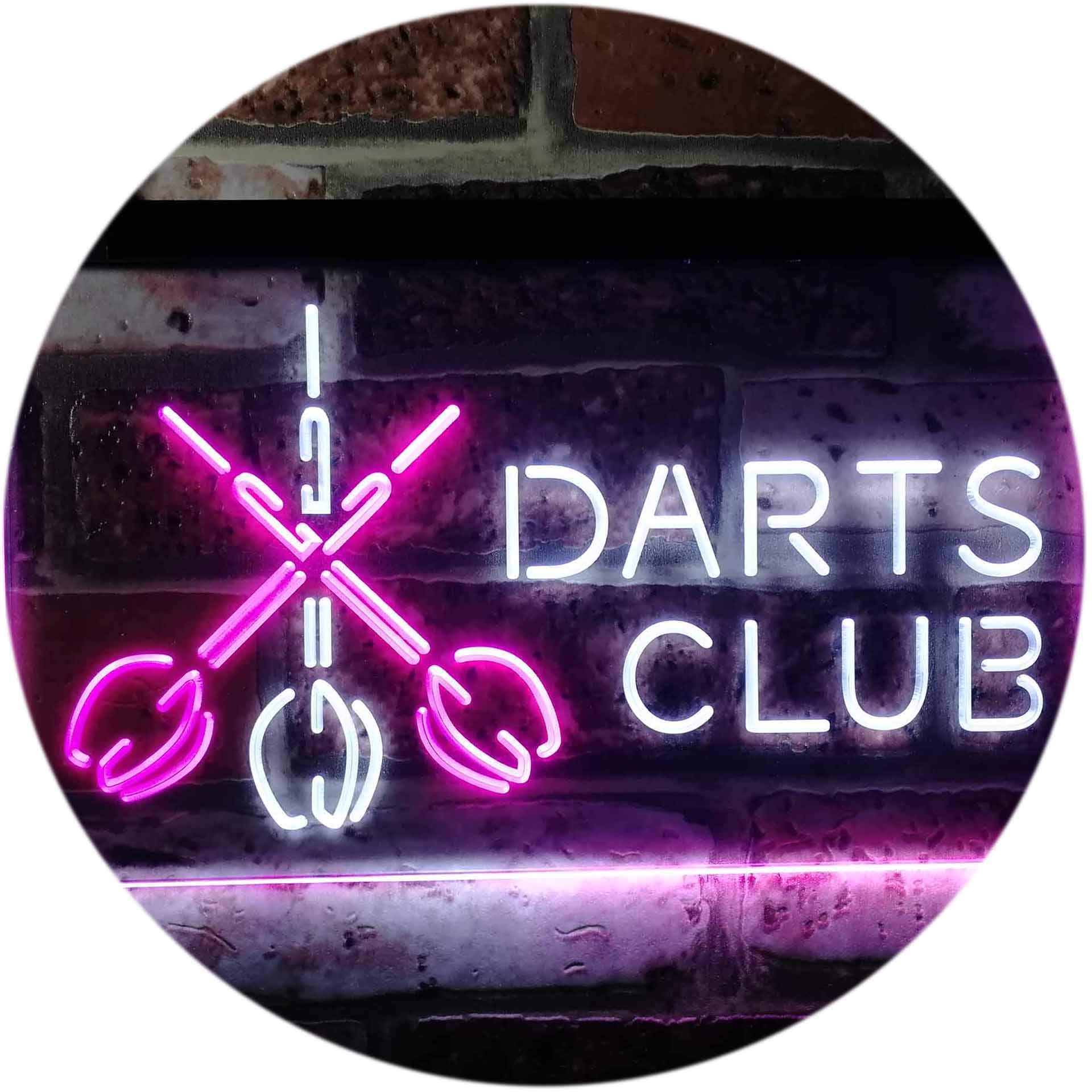 ADVPRO Dart Clubs Bar Pub VIP Open Dual Color LED Neon Sign White & Purple 600 x 400mm st6s64-i3185-wp โ image 1