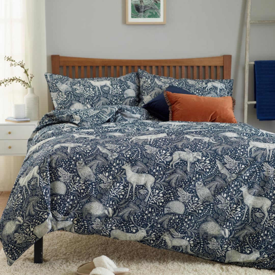 Deyongs Woodland Folk Printed Cotton Blend Navy Duvet Cover SetKing from B&Q