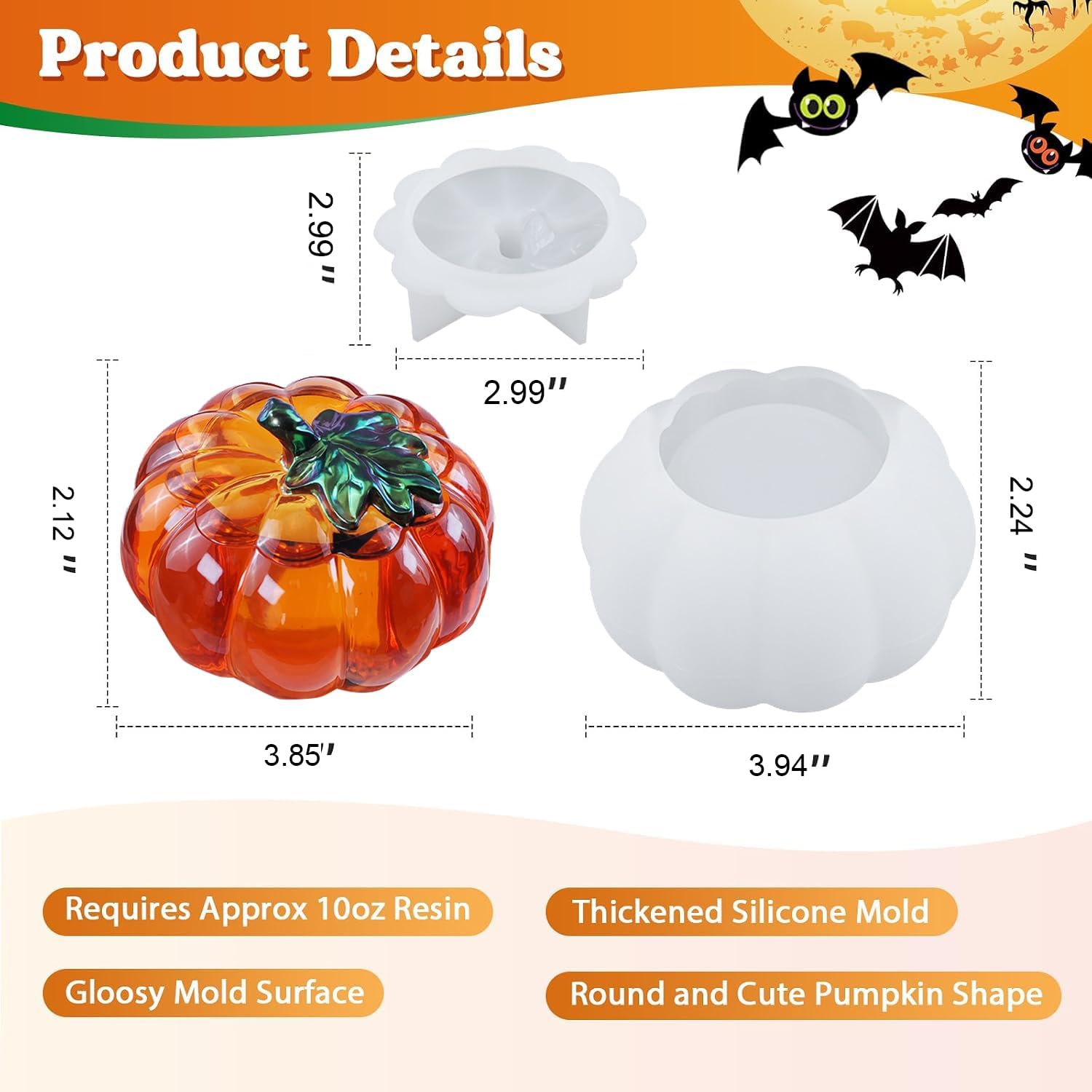 Pumpkin Jar Resin Mold, Jar Mold Halloween Epoxy Resin Molds, Pumpkin Silicone Molds, Autumn, Halloween Decor, Jewelry Trinket Container, Christmas Decor