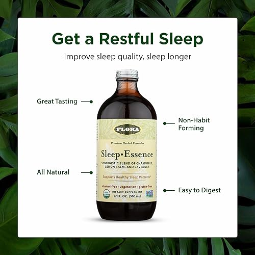 Miniatura 4 de Flora Sleep Essence 17 oz – Suplemento sinérgico mezcla de manzana, bálsamo de limón y lavanda – Tónico de hierbas – Orgánico, sin OMG, vegano