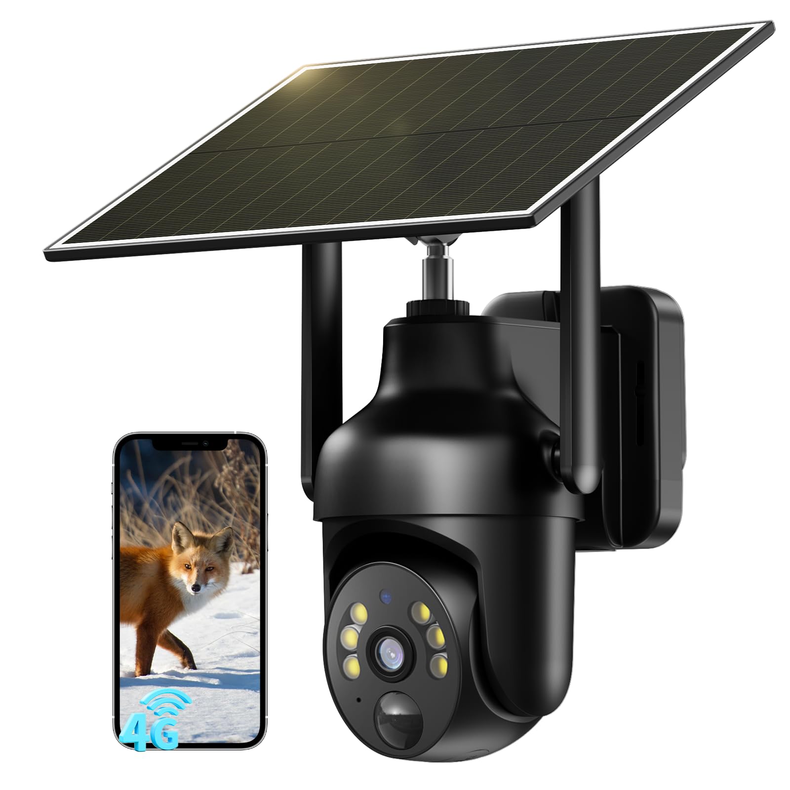SEHMUA 4G LTE Cámara Vigilancia Exterior Solar con SIM | 2K 3MP Camara 4G Sin Cable con Batería y Panel Solar PTZ 355°/100°, Visión Nocturna Colorida, Detección De Movimiento
