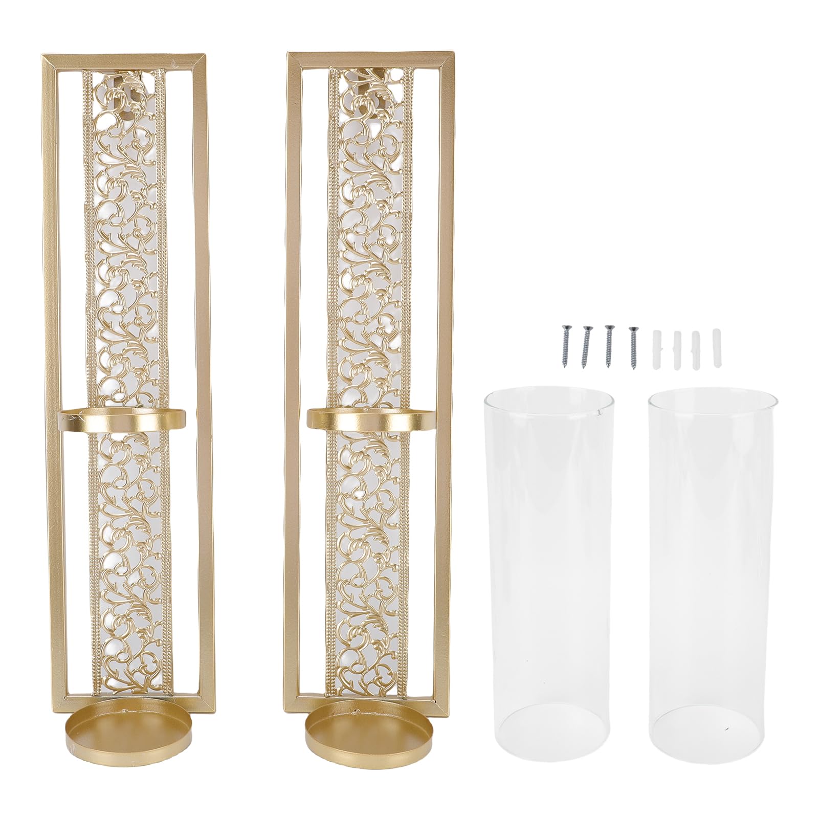 Appliques Murales à Bougies 2 Pièces, Supports Muraux avec Verre Transparent, Installation Facile, pour la Décoration du Salon, de la Chambre à Coucher et de la Salle de Bain (Gold)