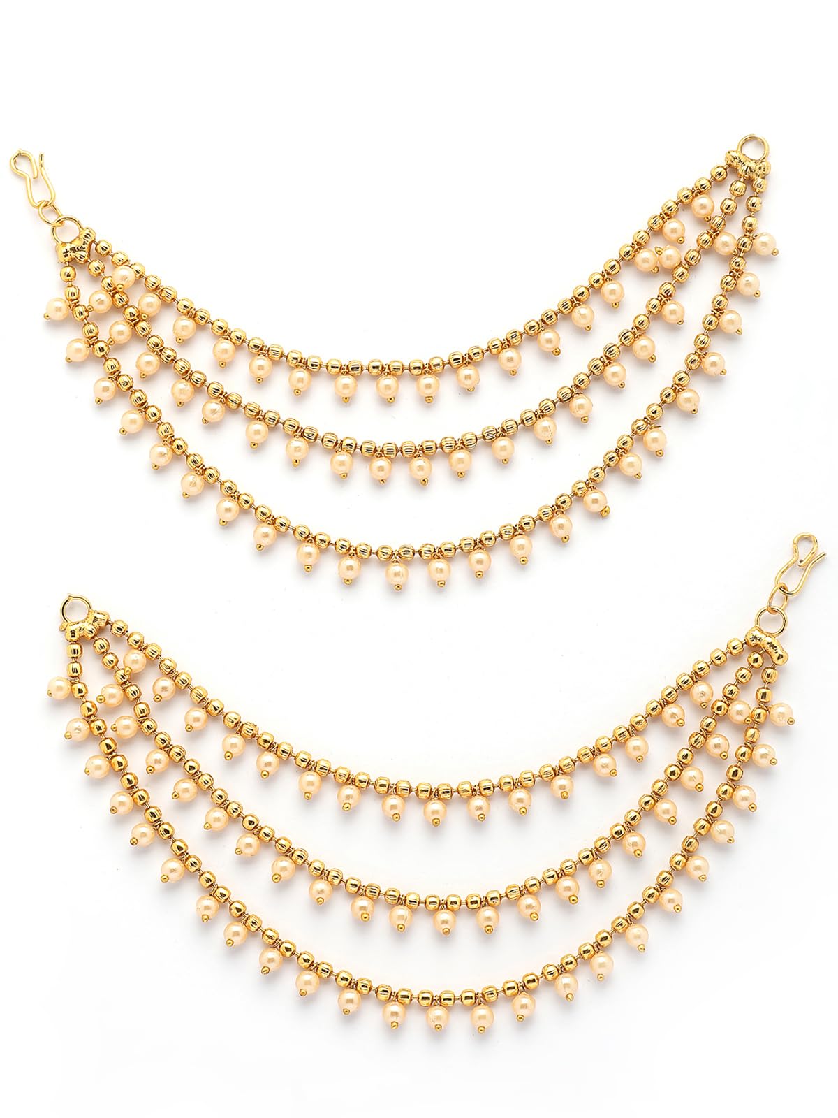 Indian Traditional Bewitching 18k Gold Plated Brass with Bahubali Inspired Multi Layer Ball Chain Long Earring Jewellery for Women & Girls-image-8