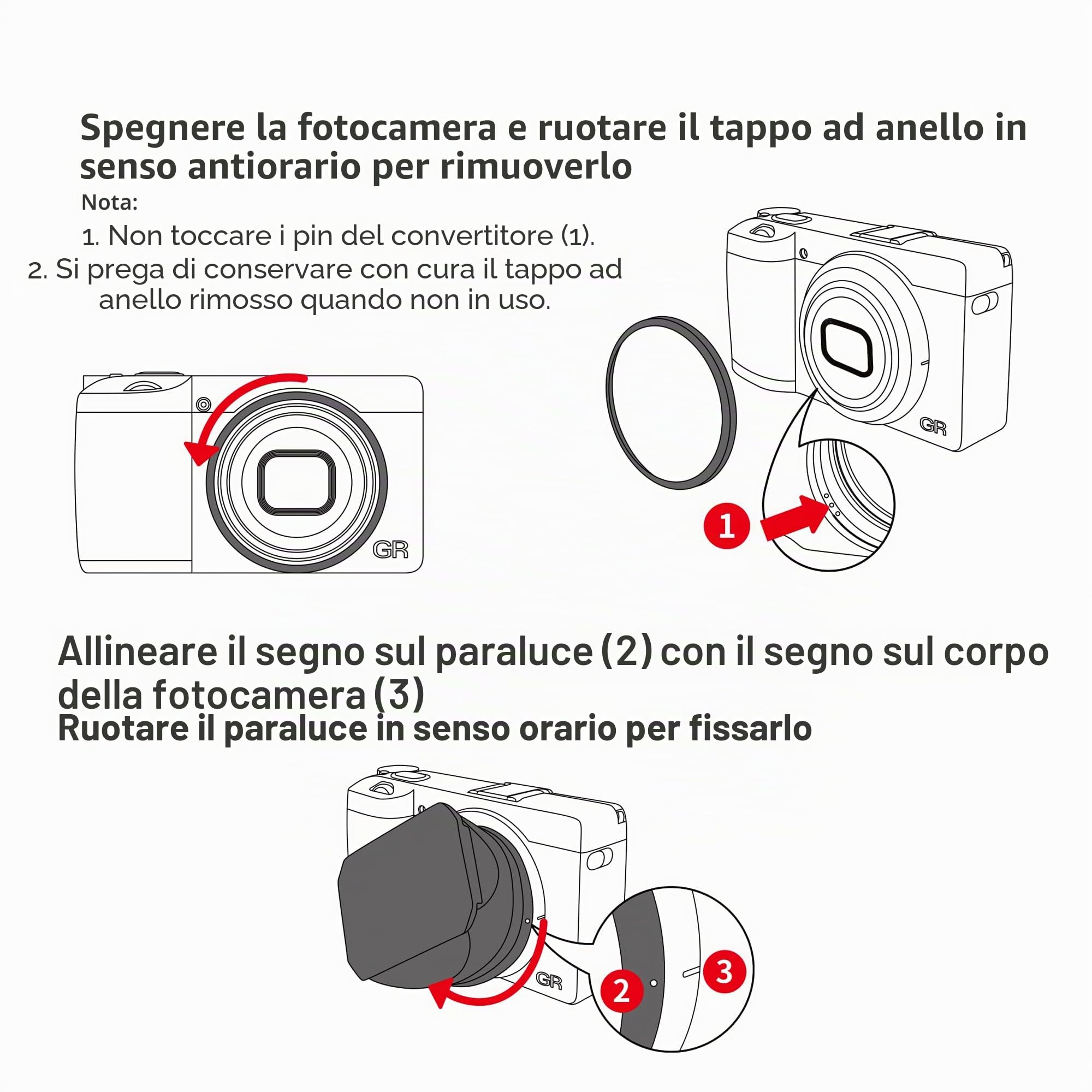 JJC Paraluce in metallo con cappuccio protettivo per fotocamera digitale Ricoh GR III GRIII