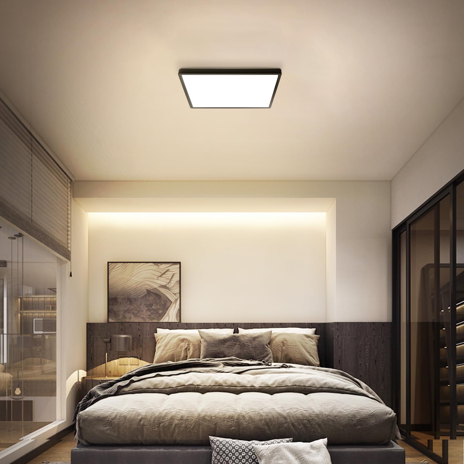 LVL Pannello LED da 24W 30cm CCT, Moderna Plafoniera Bagno Led Soffitto Quadrato per Cucina, Soggiorno, Camera da Letto, Corridoio, Ripostiglio, Ufficio (nero, 30cm-24W)