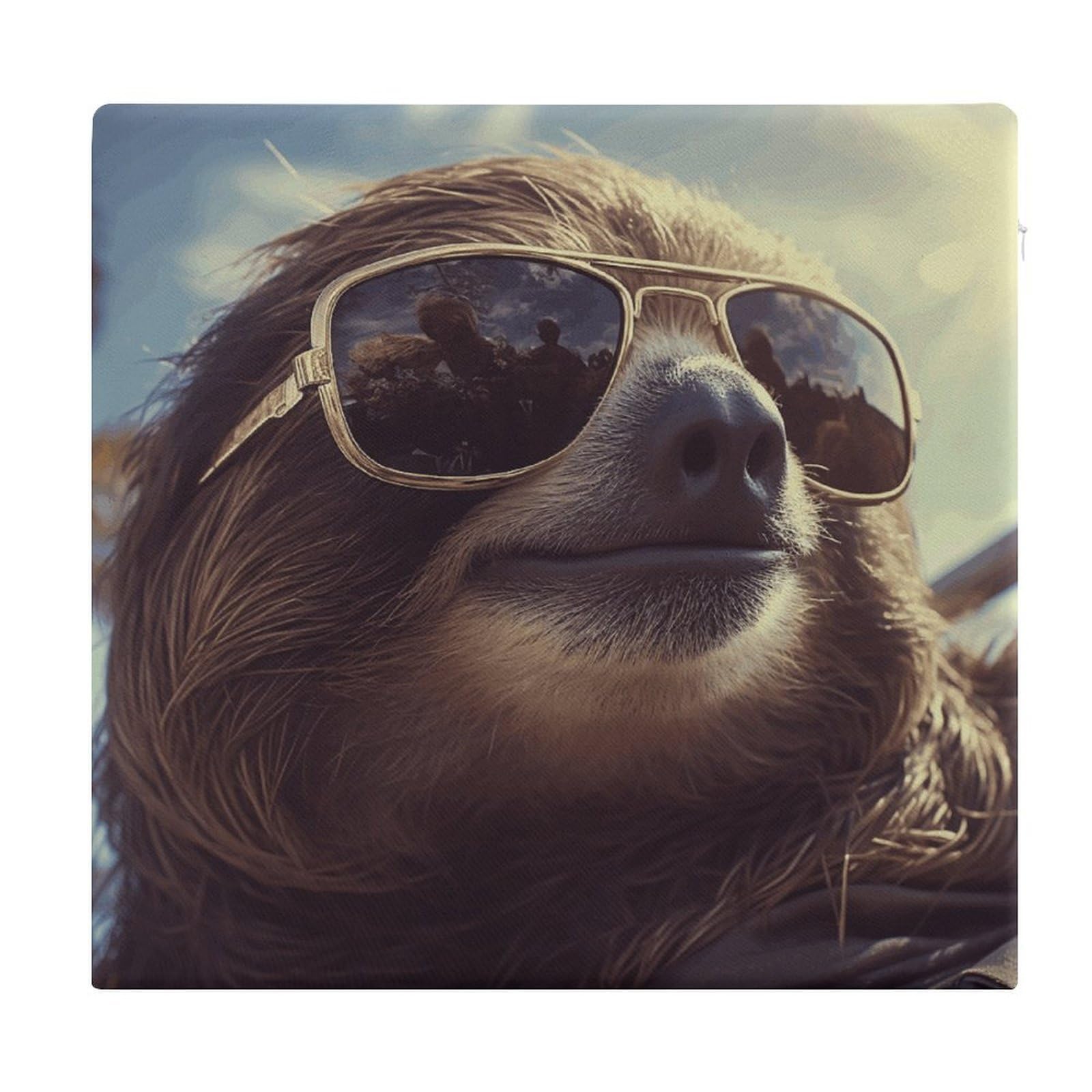 Adfgyerh Style Sloth With Sunglasses Cushions Memory Foam For Adults, Seat Cushion Chair Pads Soft, Square Pillows For Dining, Kitchen, Office, Patio Chairs